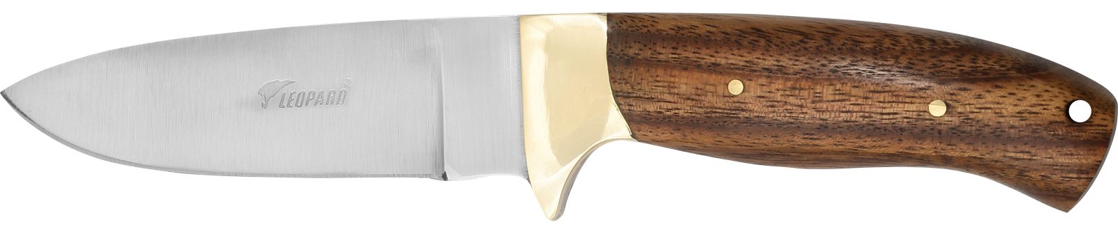 Fixed Blade Knife with Rich Acacia Wood Handle – 12 cm Handle, Brass Bolster, Leather Case Included