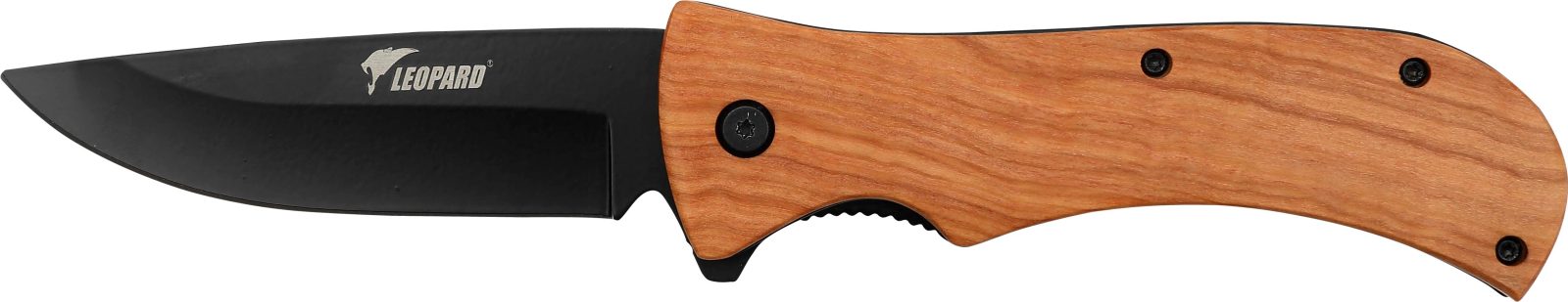 Black-Coated Blade Folding Knife with Ergonomic Teak Wood Handle – 10.5 cm Handle