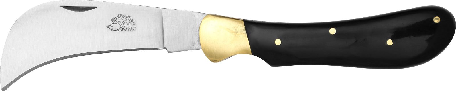 Black Horn Handle Pruning Knife – 8 cm Handle, Brass Bolster