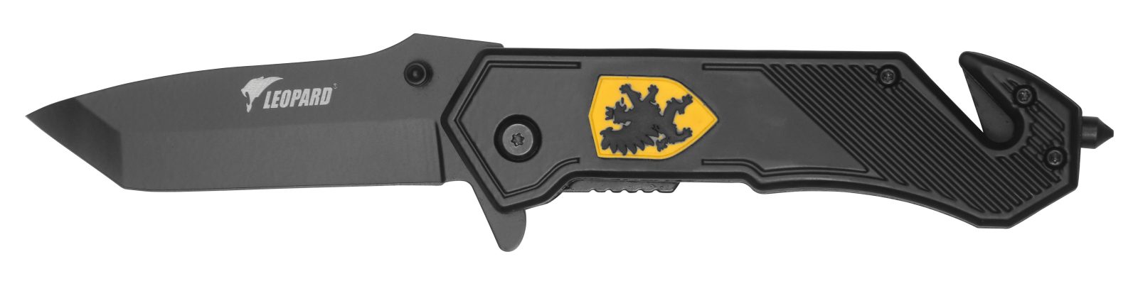 Tanto Folding Knife with Ridged Black Aluminum Handle – 11.7 cm Handle