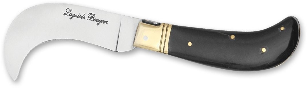 Black Horn Handle Shepherd's Pruning Knife – 9.4 cm Handle, Brass Bolster